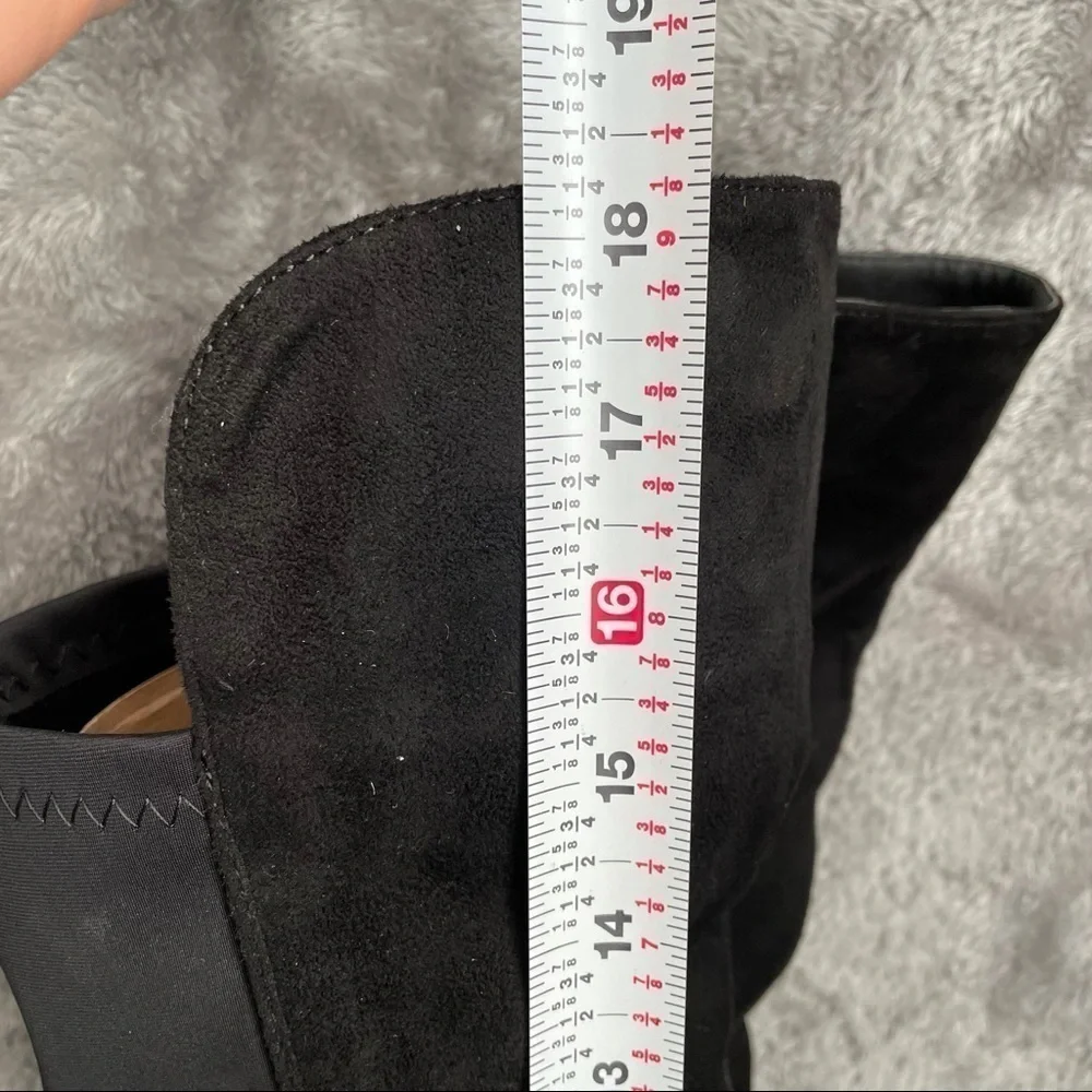 Wild Diva Black Faux Suede Over-The-Knee Boots Size 7 Flat Slouchy OTK Boots